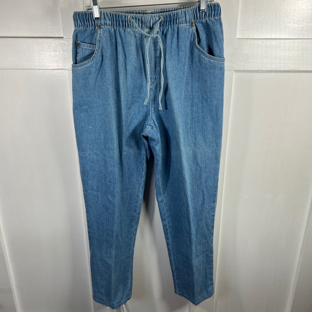 Baxter & Wells Petite Light Wash Elastic Waist Drawstring Denim Jeans 10P 1609